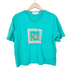 Vintage LA Blues Teal Graphic T Shirt Sz L